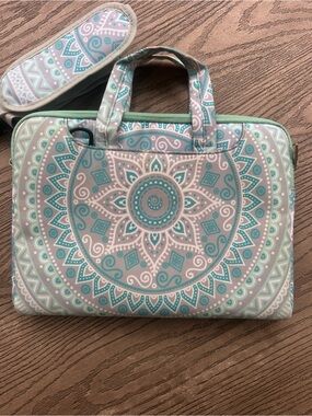 Teal and Gray Mandala IPad/Tablet Bag